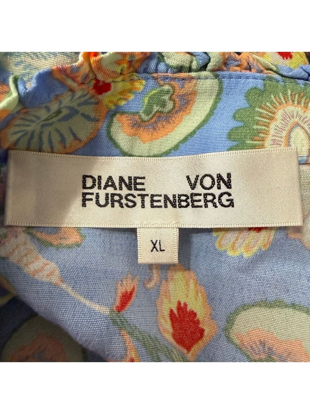 Diane Von Furstenberg Blue Floral Boho Tunic Dress XL - Picture 9 of 10